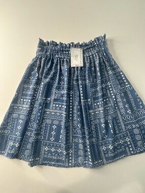 NWT LuLaRoe Medium Sophia Blue Patterned Elastic-Waist Women's Skirt